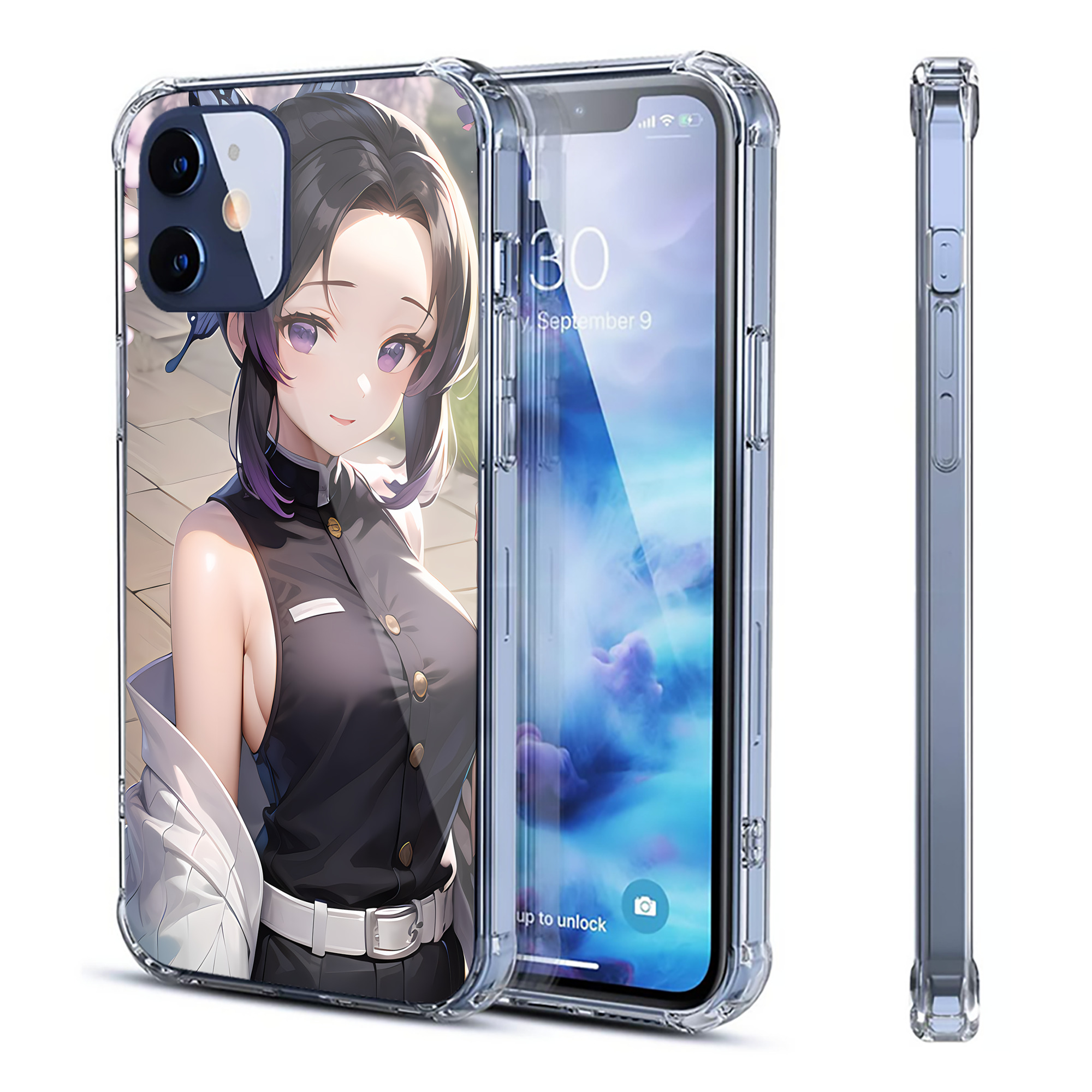 （画像用） 鬼滅の刃（きめつのやいば）蟲柱-胡蝶 しのぶ／こちょう しのぶ Kochou Shinobu 【iPhone 12シリーズ対応】透明スマホケース（クリアソフトケース）